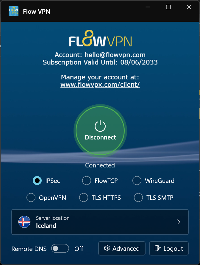The new FlowVPN for Windows app